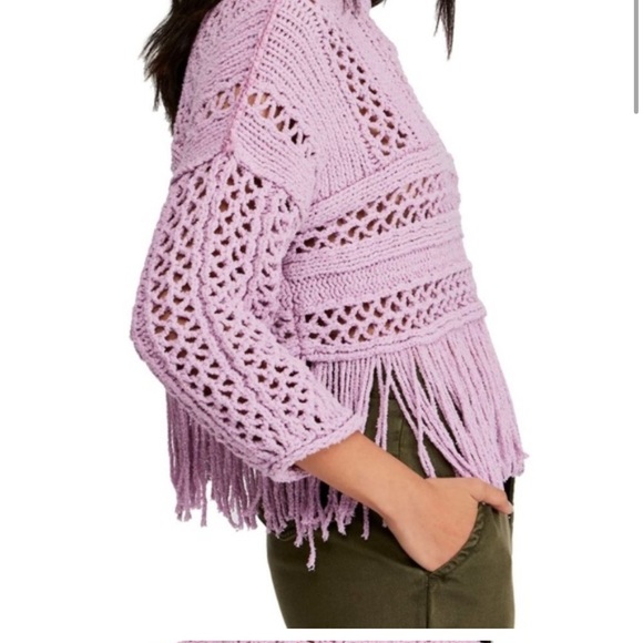 Free People Higher Love Crochet Sweater- Size Small- Color Lilac - Picture 3 of 6